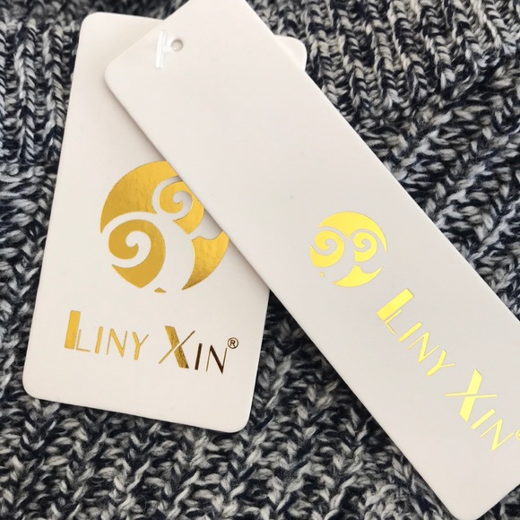 Lint Xin Sweater Sz OS Cable Grey Blk Hea. NWT - Picture 9 of 9